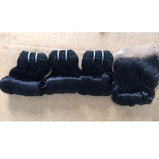Human Extension Egg Roll Natural Color Real Hair Wig