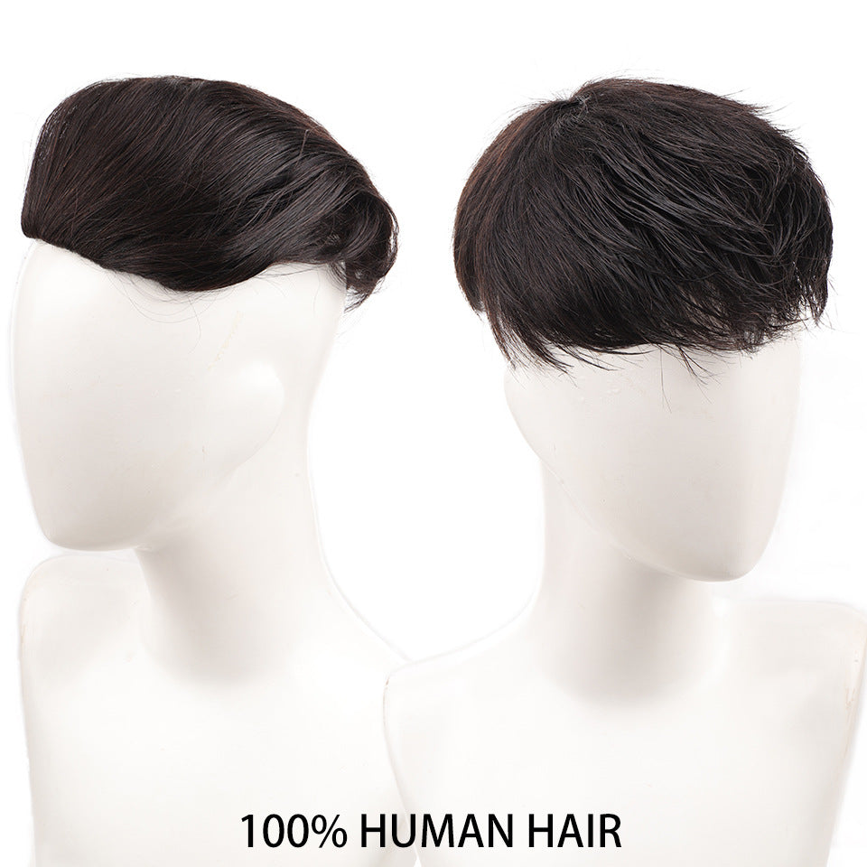 Men's Set Three-card Real Hair Supplementing Piece Breathable Internal Wig