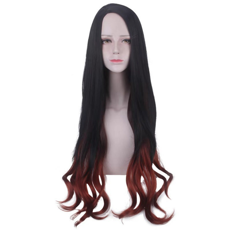 No Stove Door Black Brown Gradient Color Cos Wig