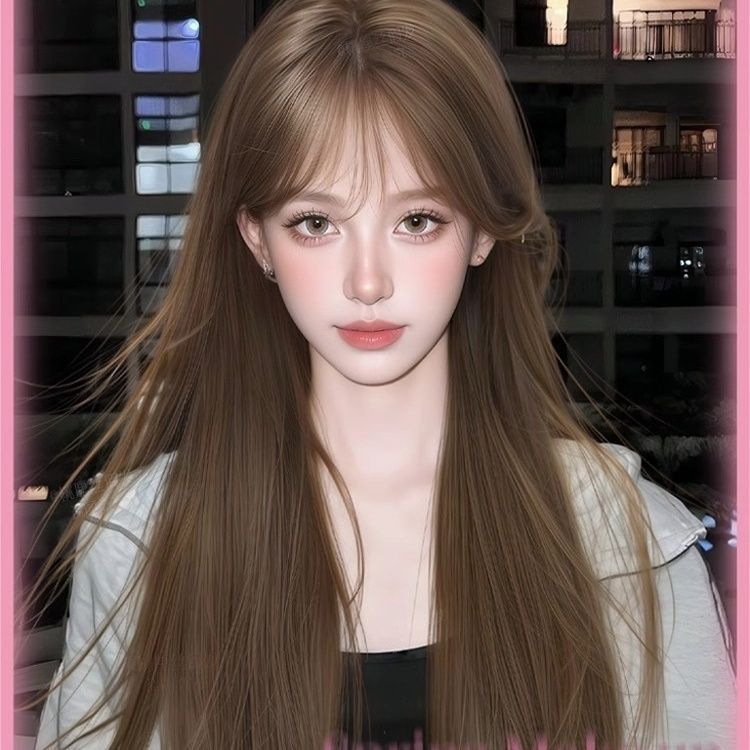 Female Honey Brown Hair Natural Invisible Seamless Full Long Straight Wig