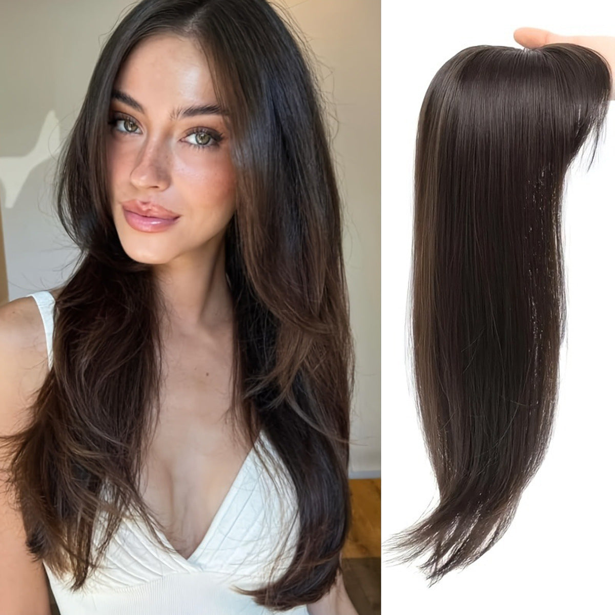 Women's Hairpiece Gradient Color Bangs Chemical Fiber Long Curly Hair Natural Wig