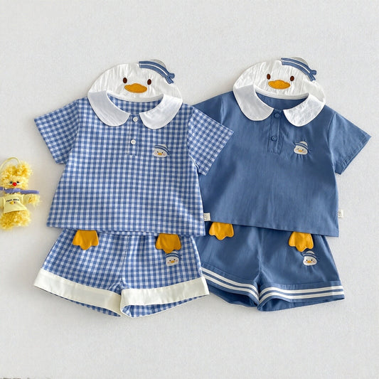 Children's Cartoon Doll Collar Summer Short Sleeve Trendy Embroidery Children's T-shirt