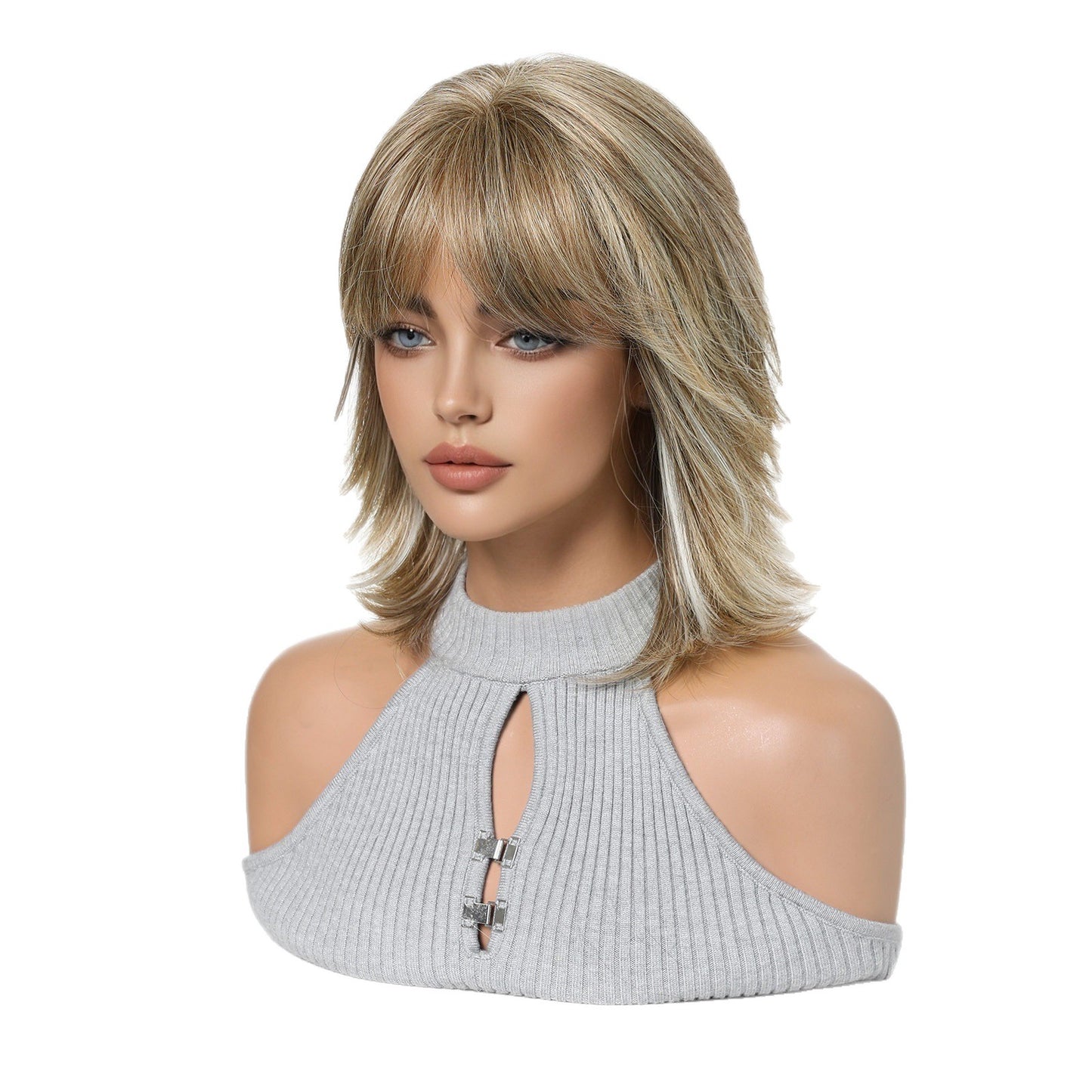 Women's Fashion Golden Layered Synthetic Wigs Wig Short Curly Hair