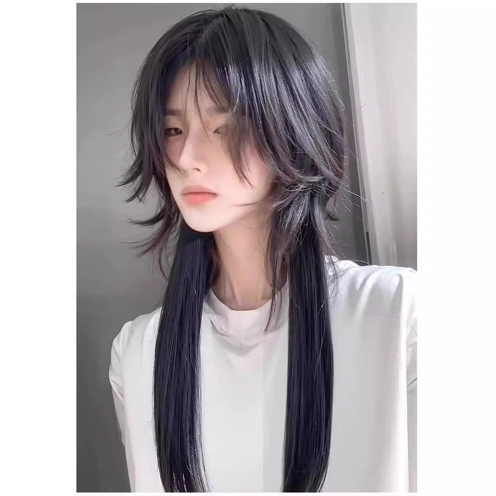 Anchovy Two-dimensional Plus Long Hair Wolf Tail Samurai Head Natural Other Wig
