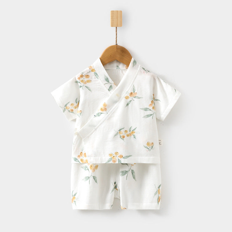 Sets Short Sleeve Shorts Bamboo Fiber Top Pants Summer Air Children's Suit