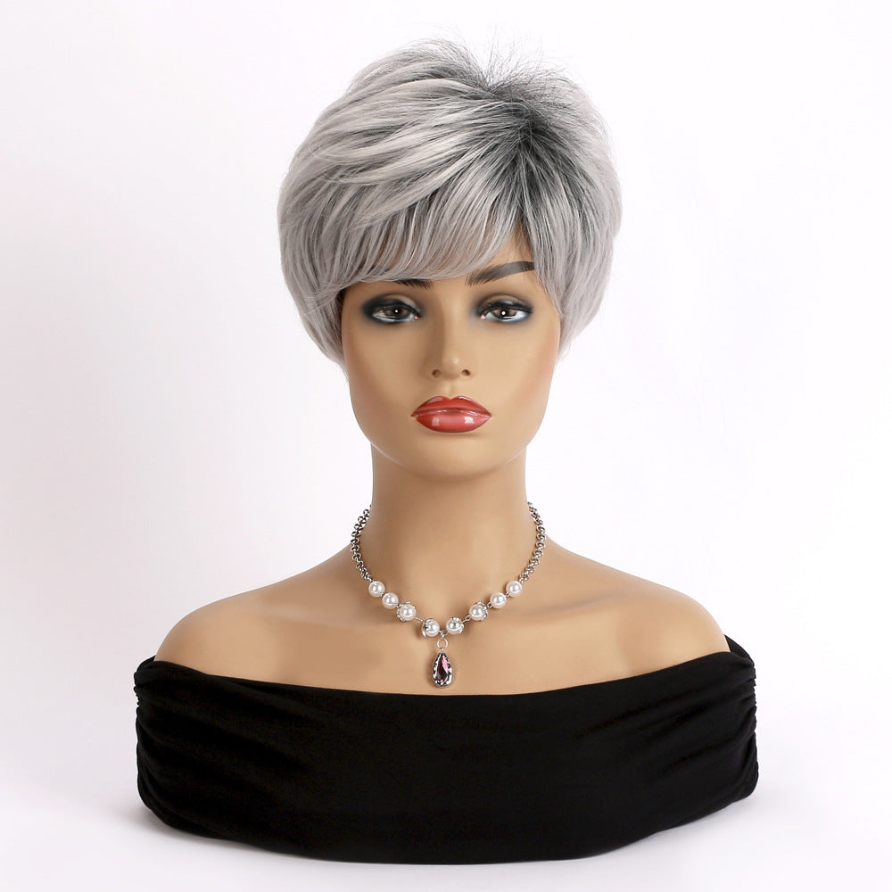Women's Fashion Mixed Color Bangs Synthetic Wigs Wig Short Curly Hair