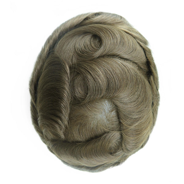 Men's Leather Hand Crochet V Needle Hairpiece Men's Wig
