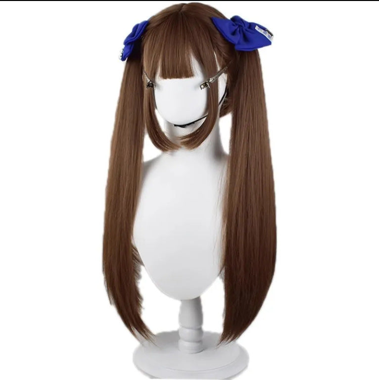 Summer Green Tea Burnt Brown Soft Natural Princess Cut Long Straight Wig