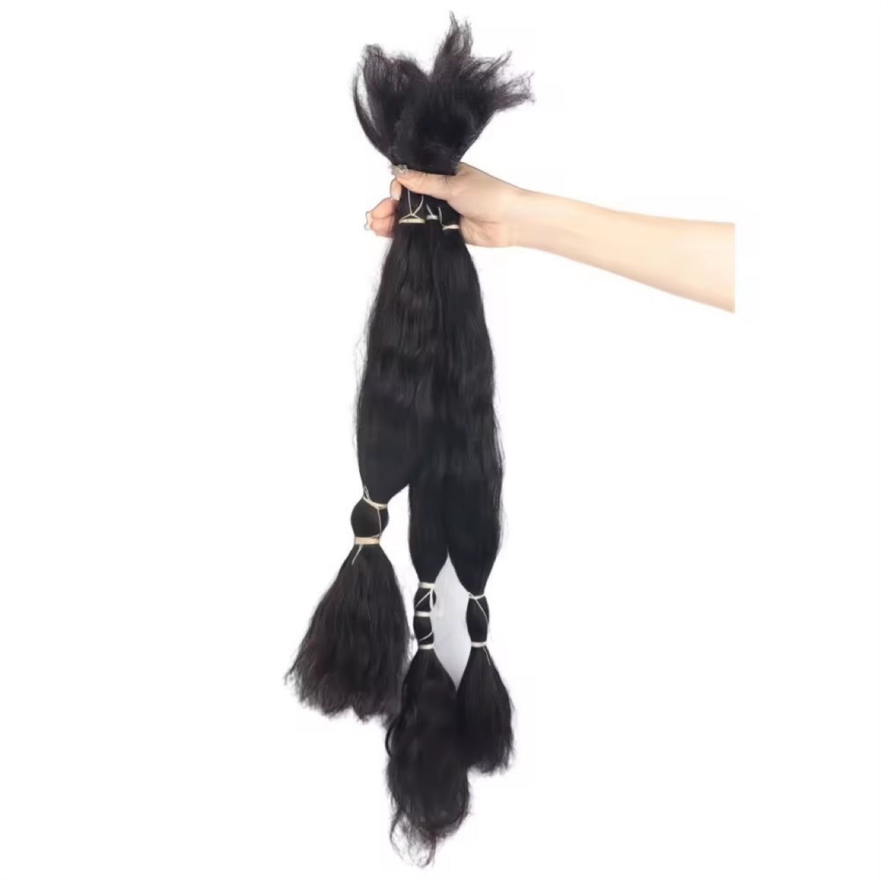 Super Double Drawn Wet Wavy Human Hair Bulk Long Straight Wig