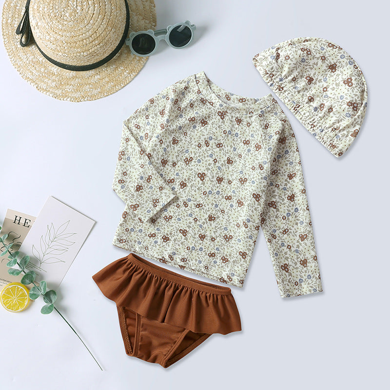 Children's Long-sleeved Sunscreen Split Swimsuit Fashion Swimwear Children's Suit