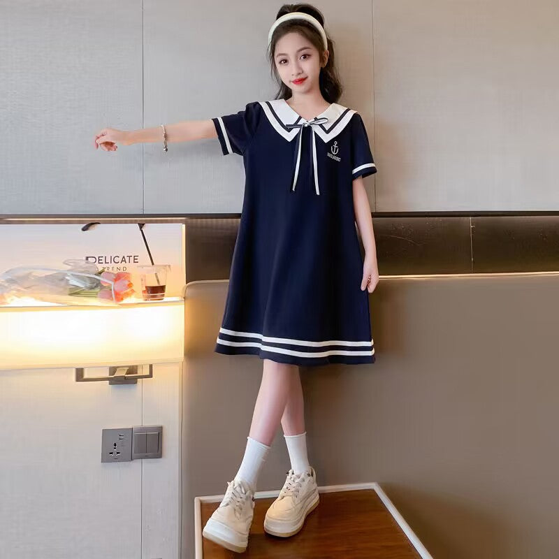Older Summer Clothes Funky Casual Short Sleeve College Children's Dress