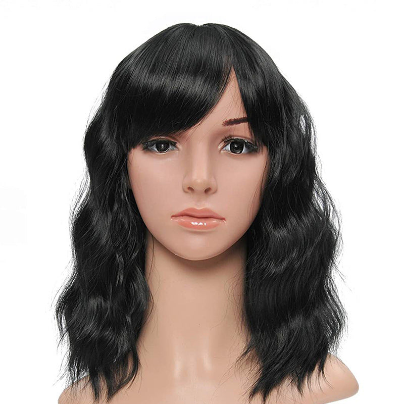 Halloween Bangs Color Short Curly Hair Long Straight Wig
