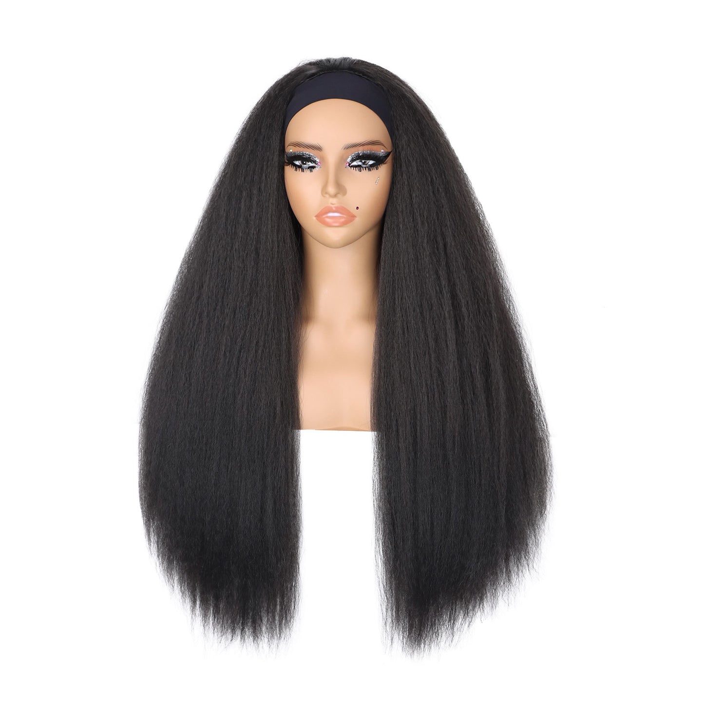 Hair Ice Silk Band Headband Turban Long Straight Wig