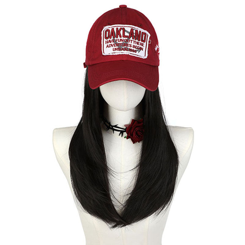 Export Hat Integrated Adjustable Retro Three-dimensional Long Straight Wig