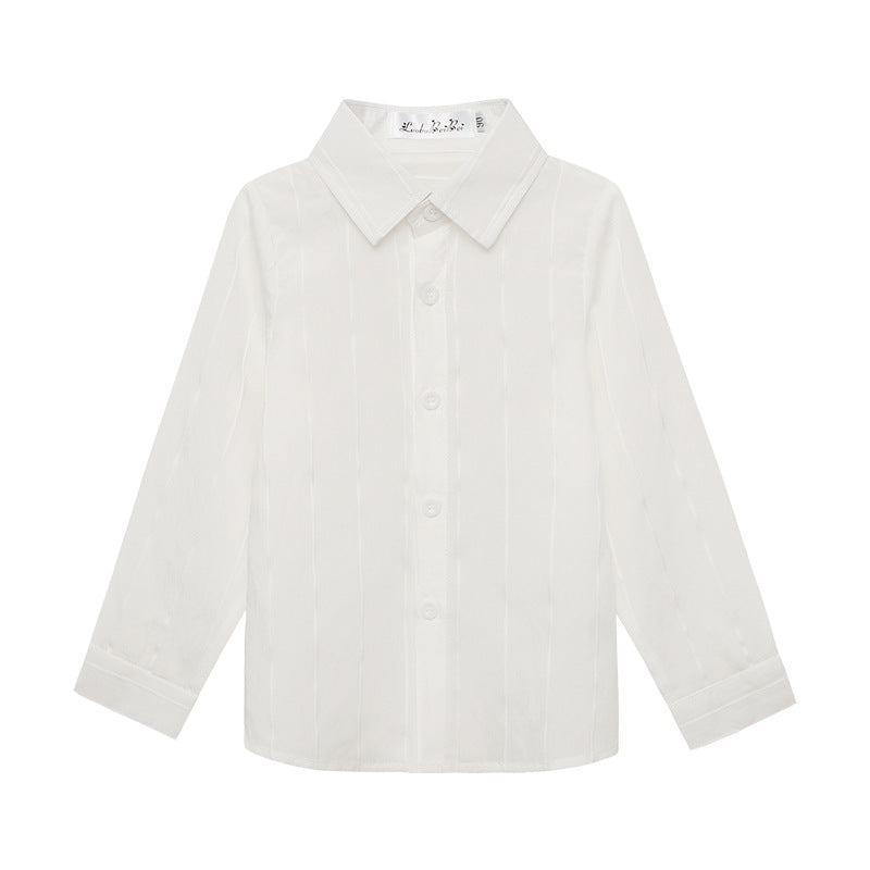 Children's Korean Style Striped Bottoming Thickened Solid Color Long Children's Shirt