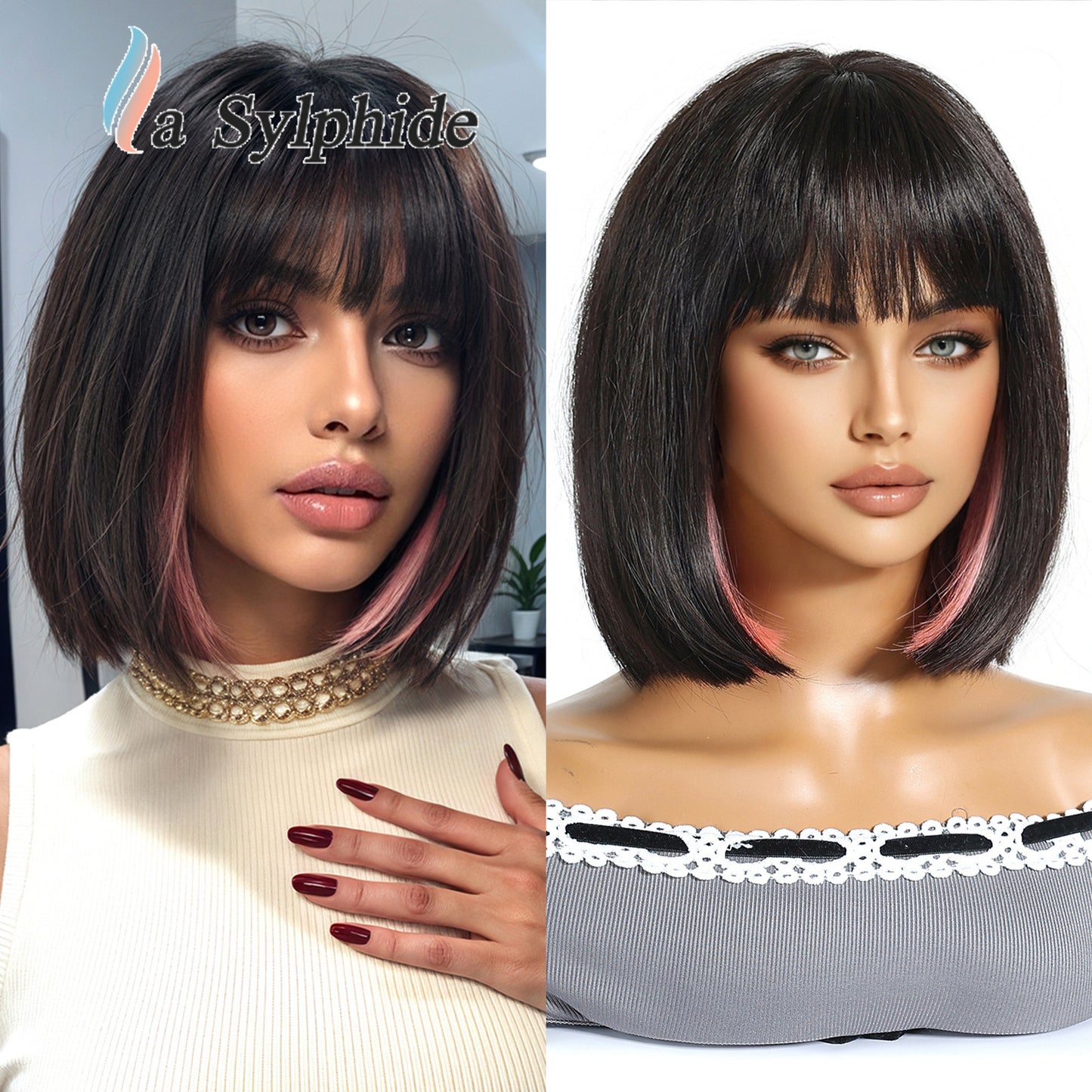 Face Natural Simulation Human Hanging Ear Dyed Wig Short Straight Hair