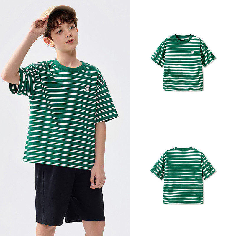 Children's Boys Summer Breathable Cotton Striped Top Children's T-shirt
