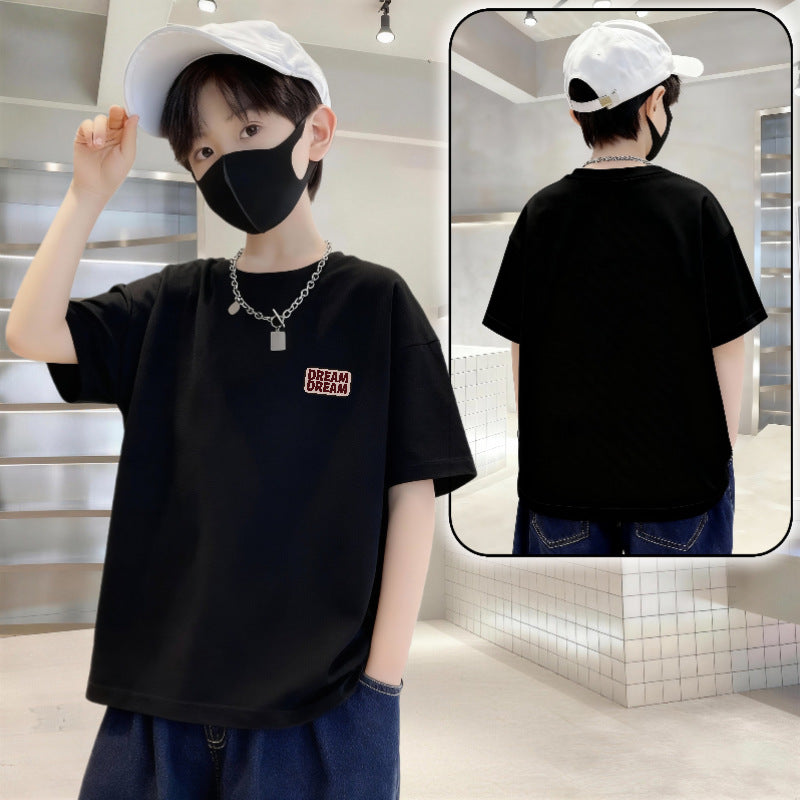 Children's Letter Printed Cotton Short-sleeved Boy Summer Clothing Loose Western Style Children's T-shirt