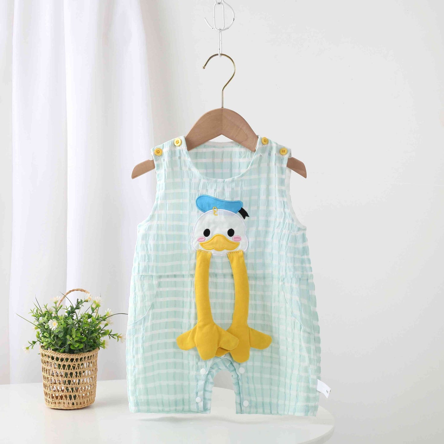 Children's Summer Cute Thin Jumpsuit Casual Sleeveless Cartoon Jumpsuit, Climbing Suit