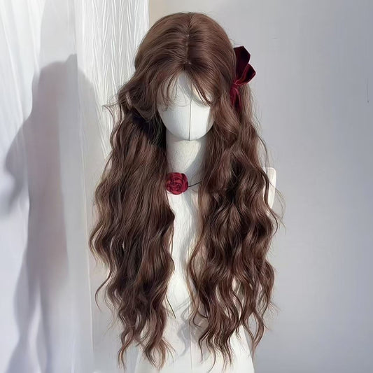 Chestnut Female Brown Small Lazy Temperament Wig Long Curls