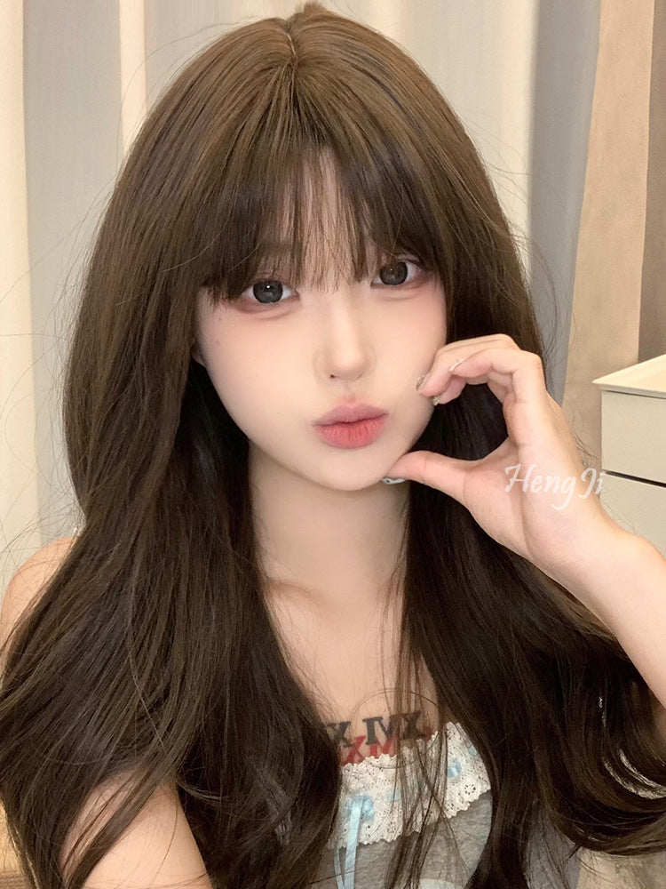Women's Hair Style Retro Bangs Egg Roll Head Small Curly Natural Wig Long Curls
