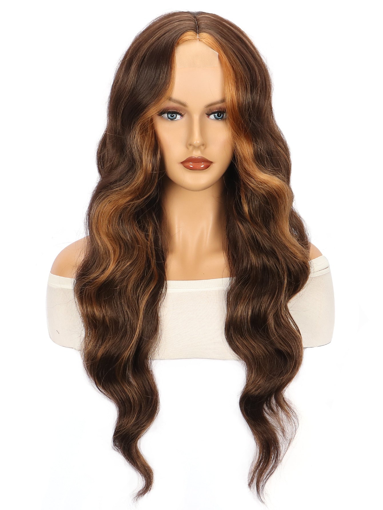 Women's Brown Straight Hair Big Wave Curly Chemical Fiber Front Wig Long Curls