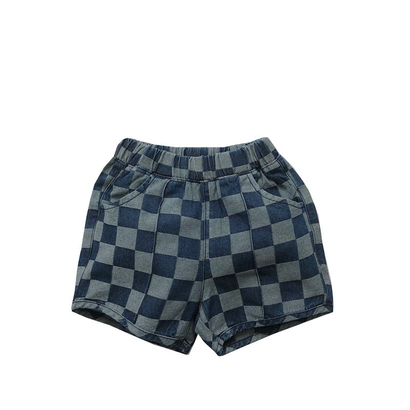 Children's Fashionable Summer Korean Style Plaid Denim Shorts Children's Pants