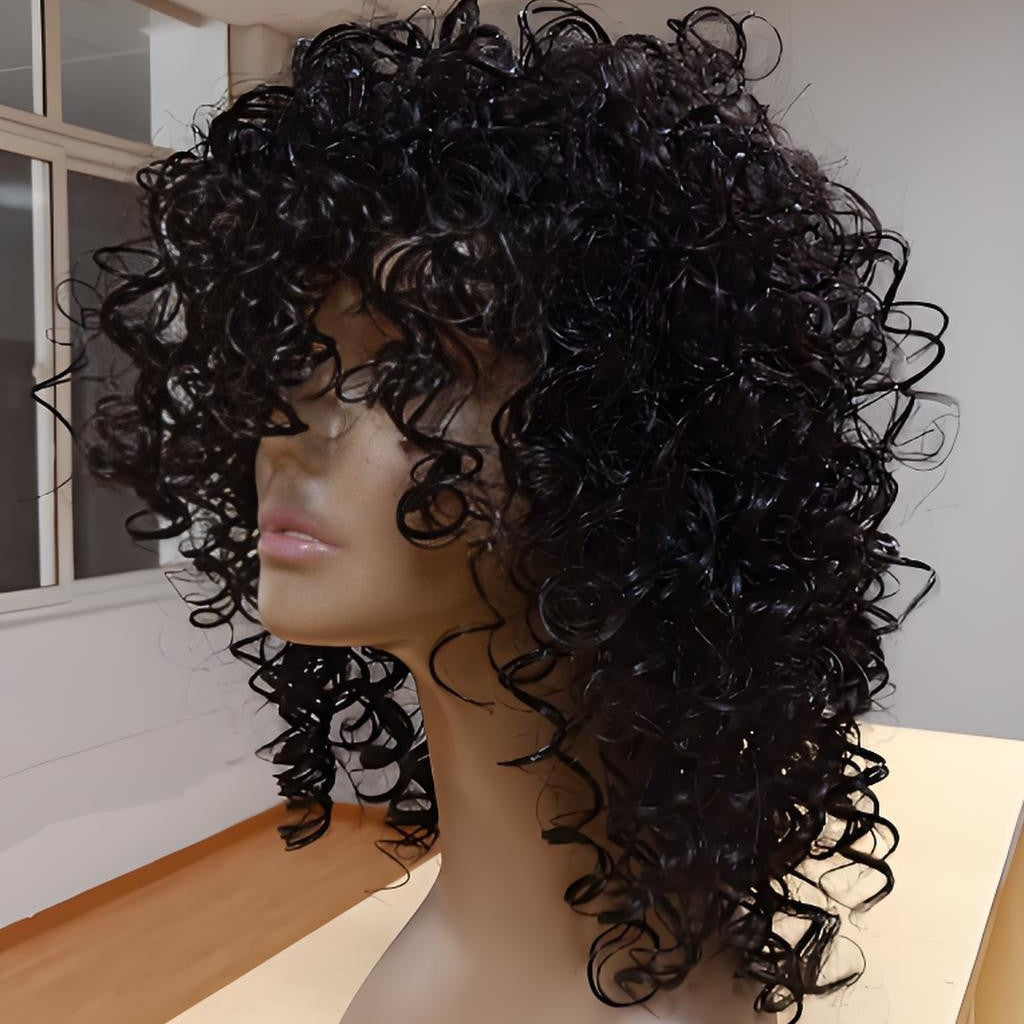 Afro Chemical Fiber Whole Head Cover Wig Short Curly Hair