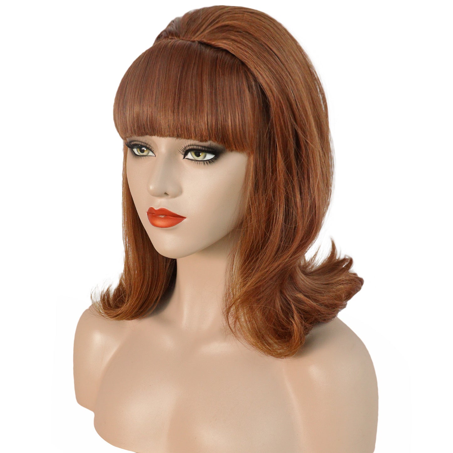Women's Vintage Tall Hat For With Brown Wig Short Curly Hair