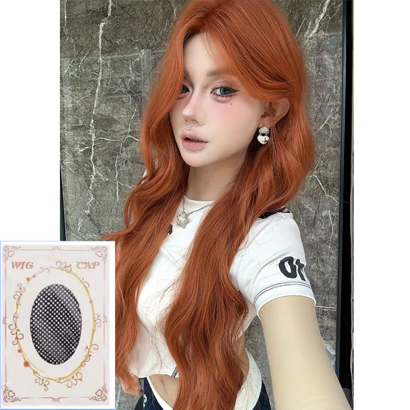 Coney Oil Painting Princess Net Sense Orange Brown Medium Large Wig Long Curls