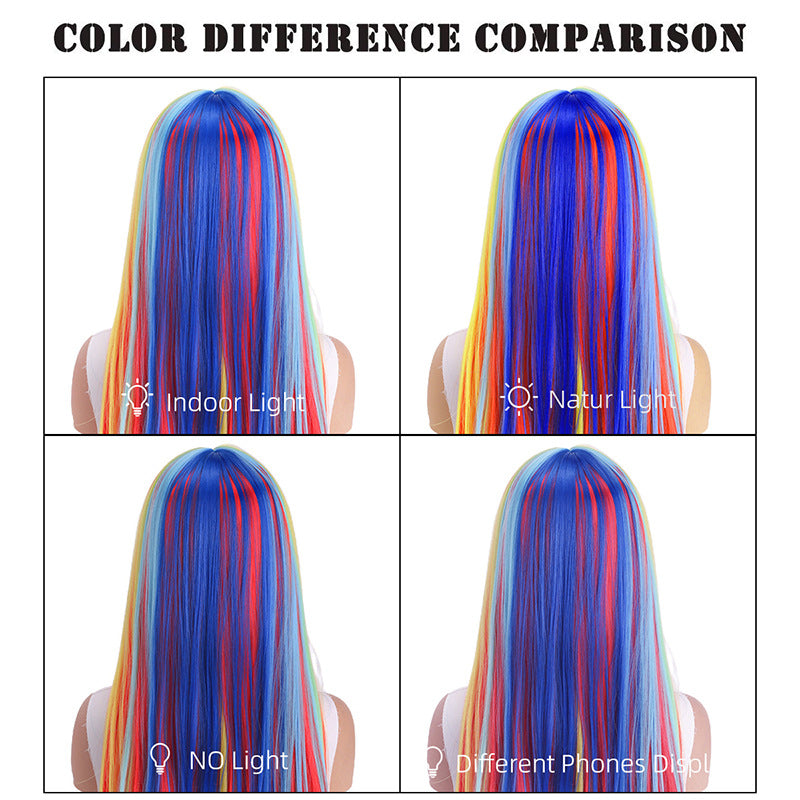 Hair Bangs Can Be Hot Dyed Red Yellow Blue Pink Long Straight Wig