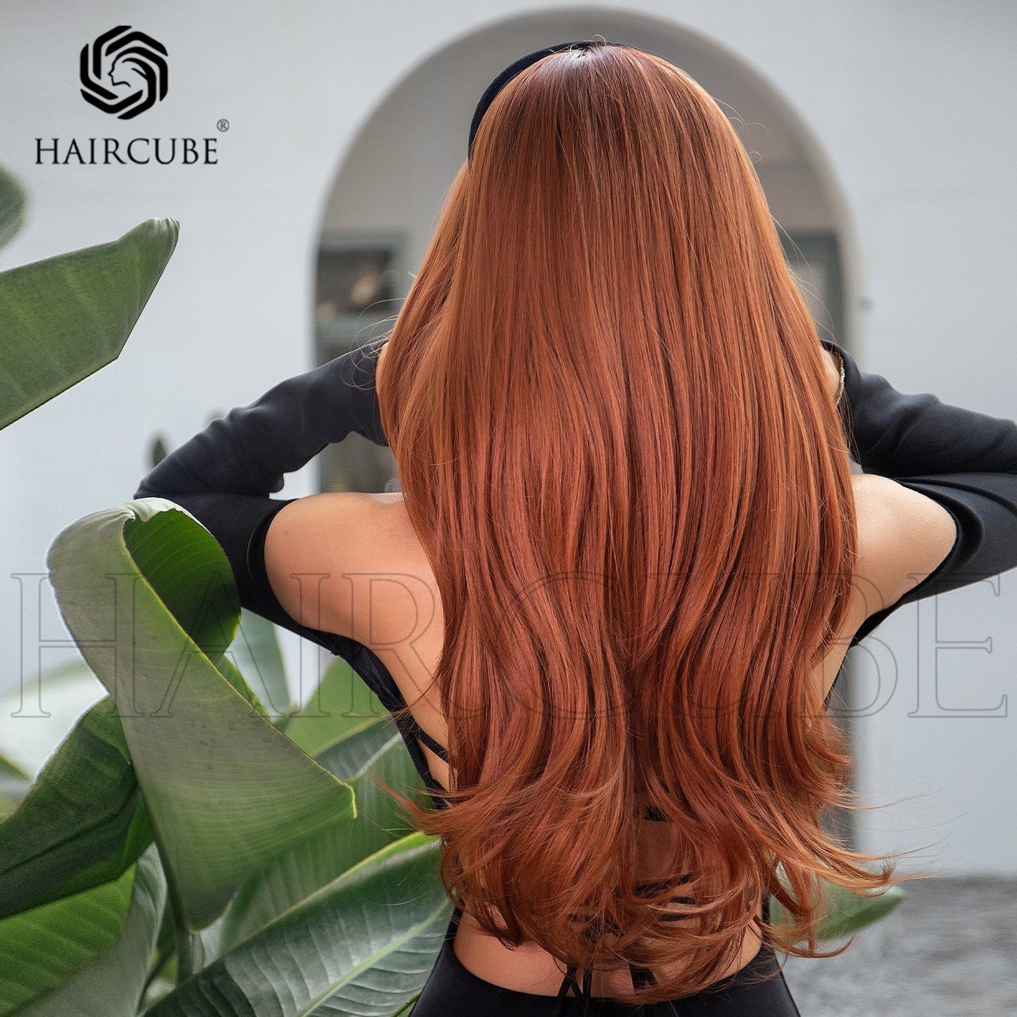 Bangs Black Gradient Brown Straight Hair Tip Wig Long Curls