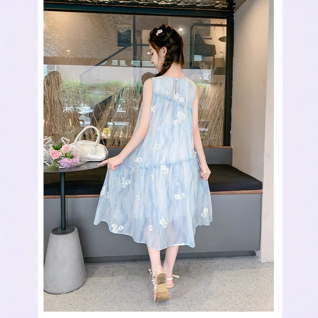 Summer Fashionable Medium Large Chiffon Vest Children's Dress