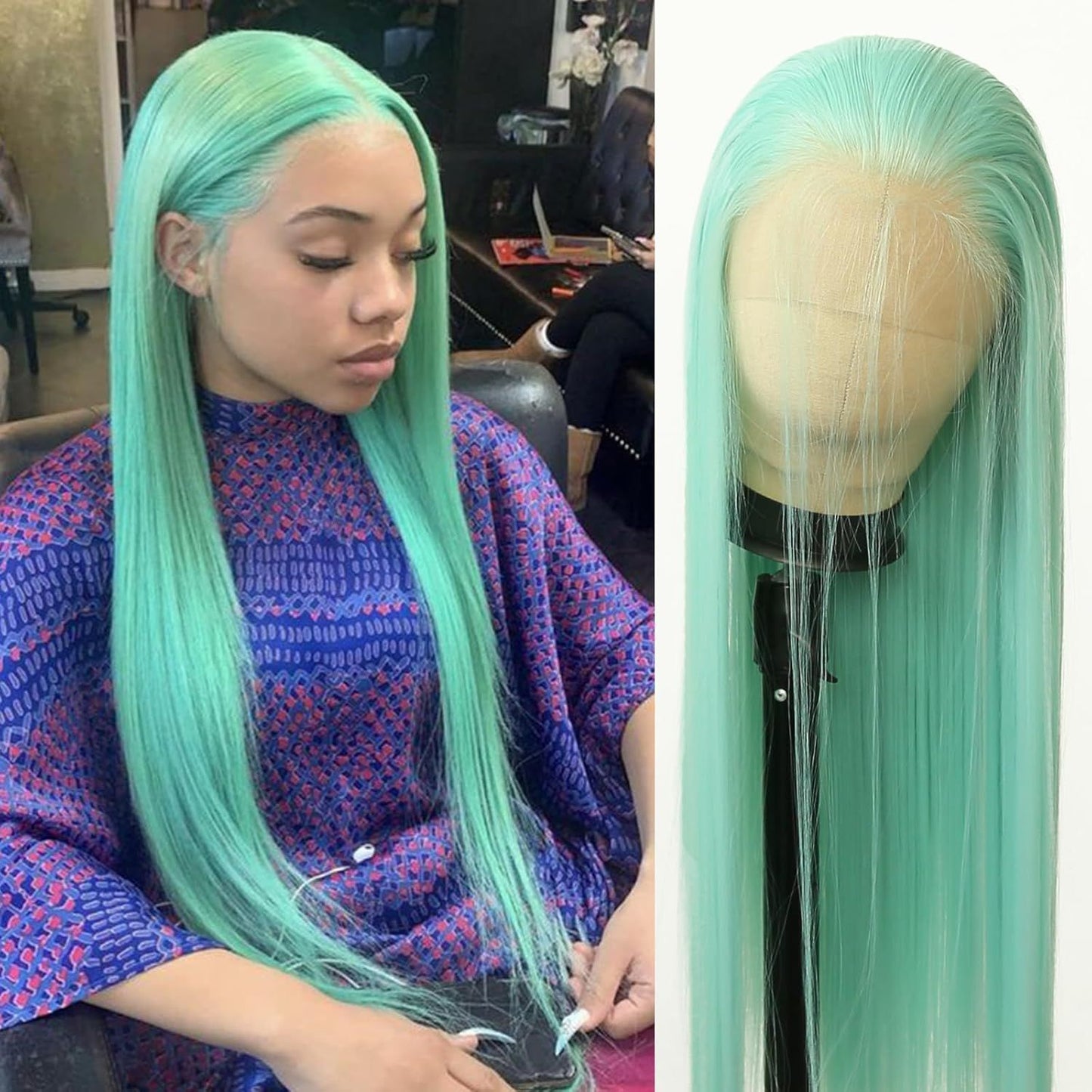 Women's Front Lace Natural Simulation Hair Chemical Long Straight Wig