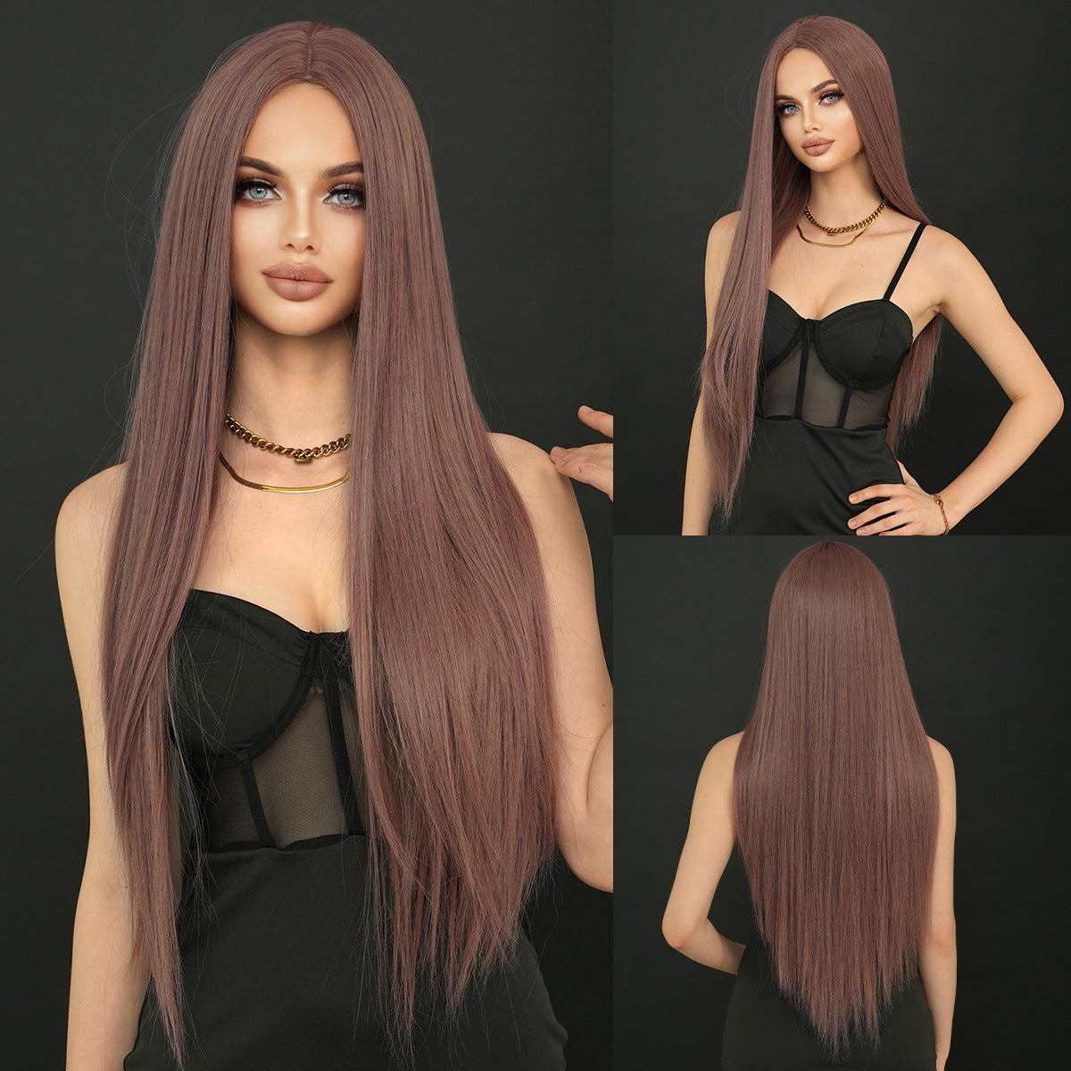Women's Hair Nordic Natural Gold Gradient Chemical Long Straight Wig