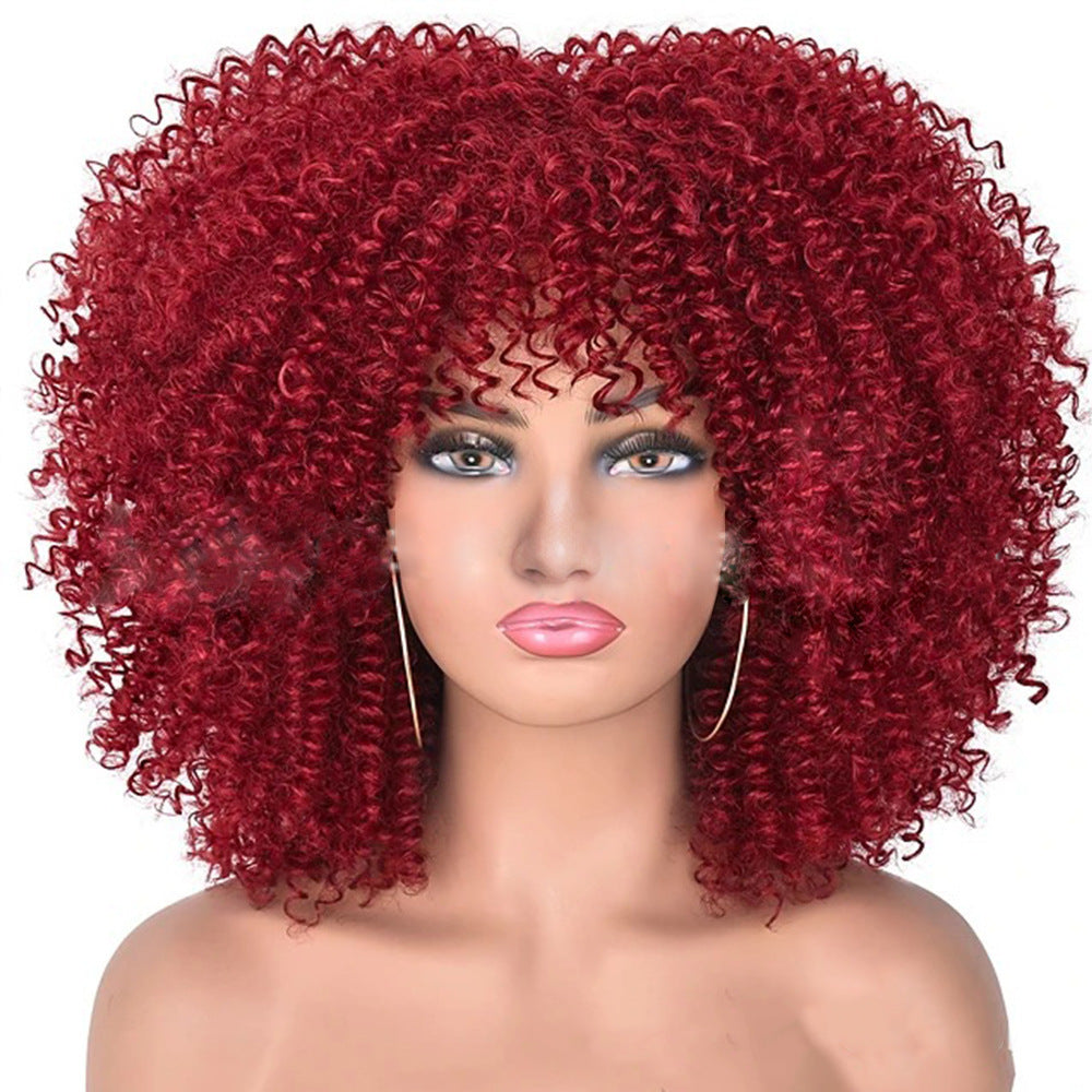 Small Roll Rose Net Explosion Head Cover Wig Long Curls