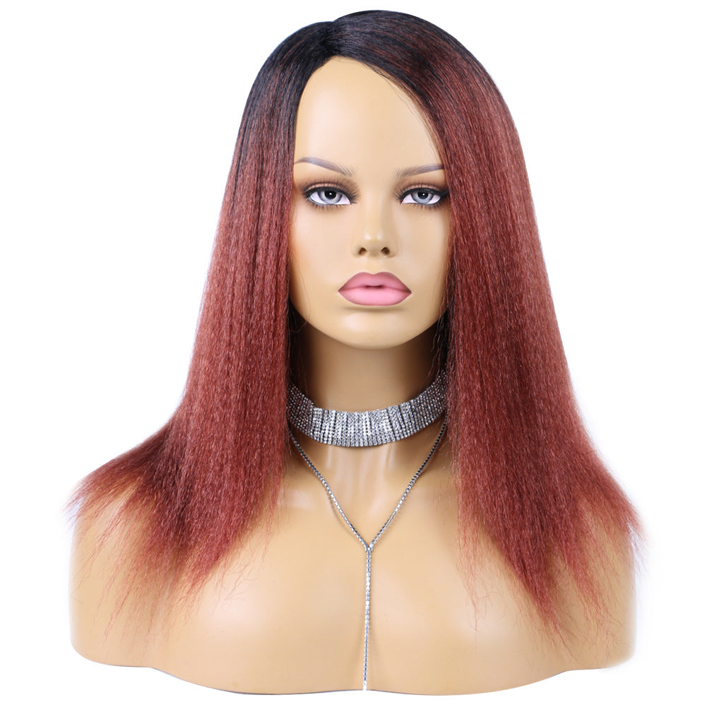 Chemical Fiber Brushed Headgear Curved Mechanism Long Straight Wig
