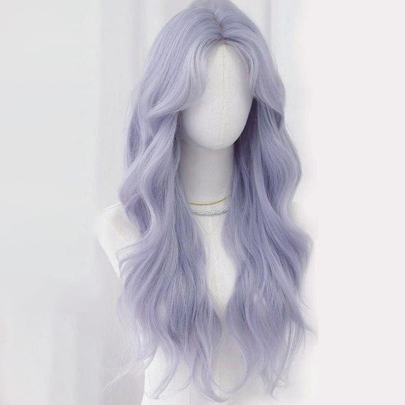 Forehead Lace Natural Fluffy Big Wave Gradient Highlight Medium Bangs Wig Long Curls