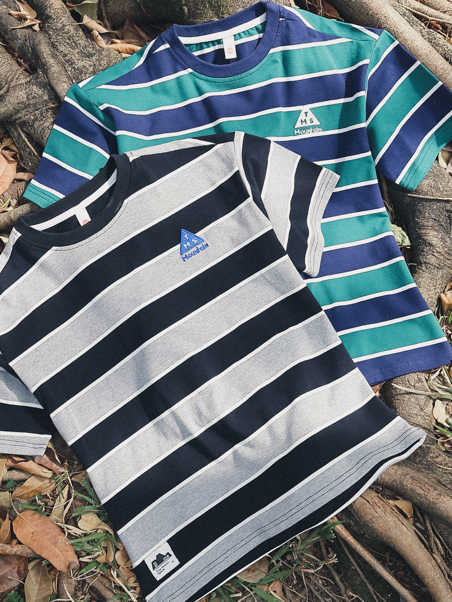 Children's Striped Short-sleeved Summer Loose Soft Half-sleeved Middle Big Round Neck Children's T-shirt