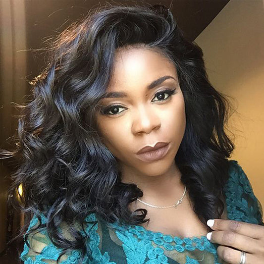 Women's Curly African Black Head Cover Wig Long Curls