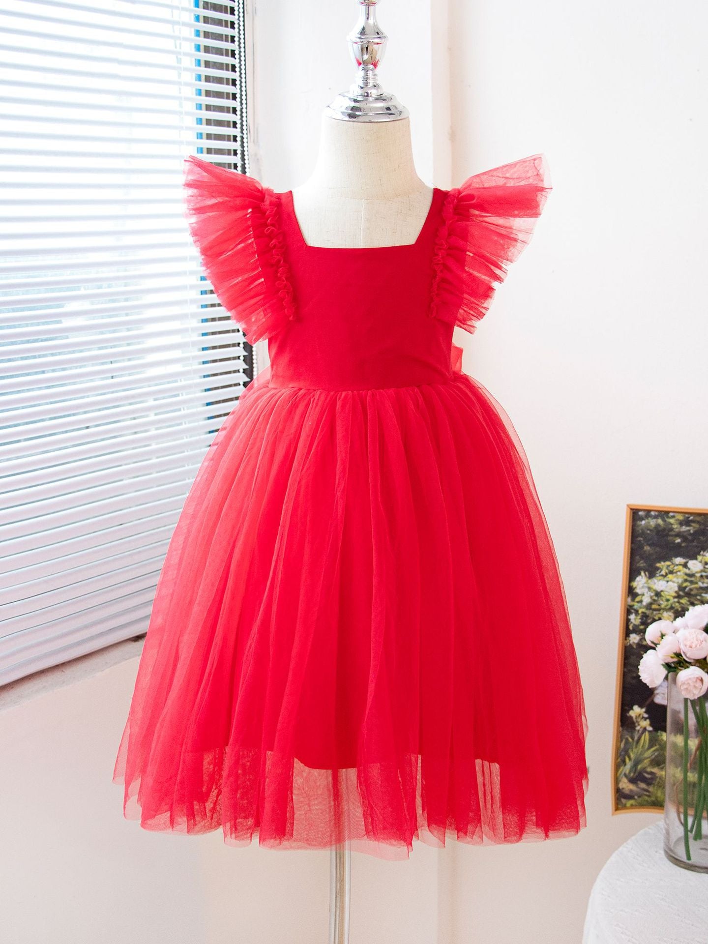 Children's Flying Sleeves Princess Flower Costume Shirt Tulle Children's Dress