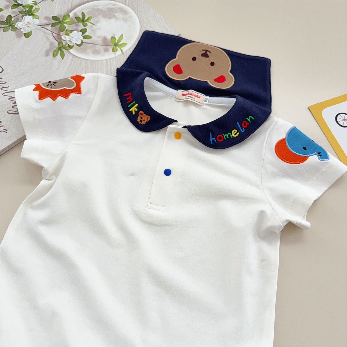 Children's Shirt Tops Summer Inner Cartoon Embroidered Children's T-shirt