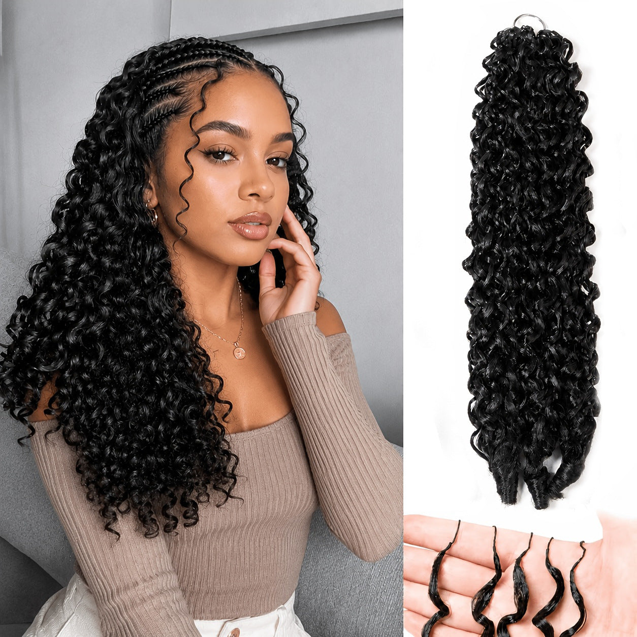 Women's Feather Hair Extension Qu Body Weave Curly Crocheted Protein Silk Other Wig