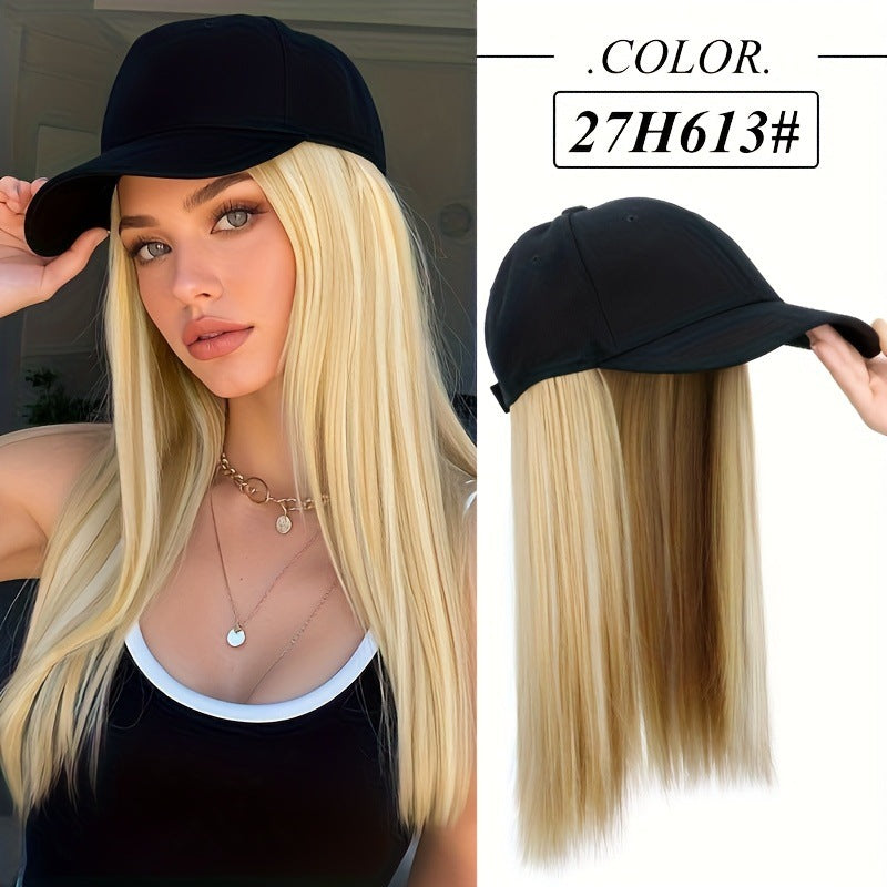 One-piece Hat Short Straight Hair Female Collarbone Length Haircut Wig Long Curls