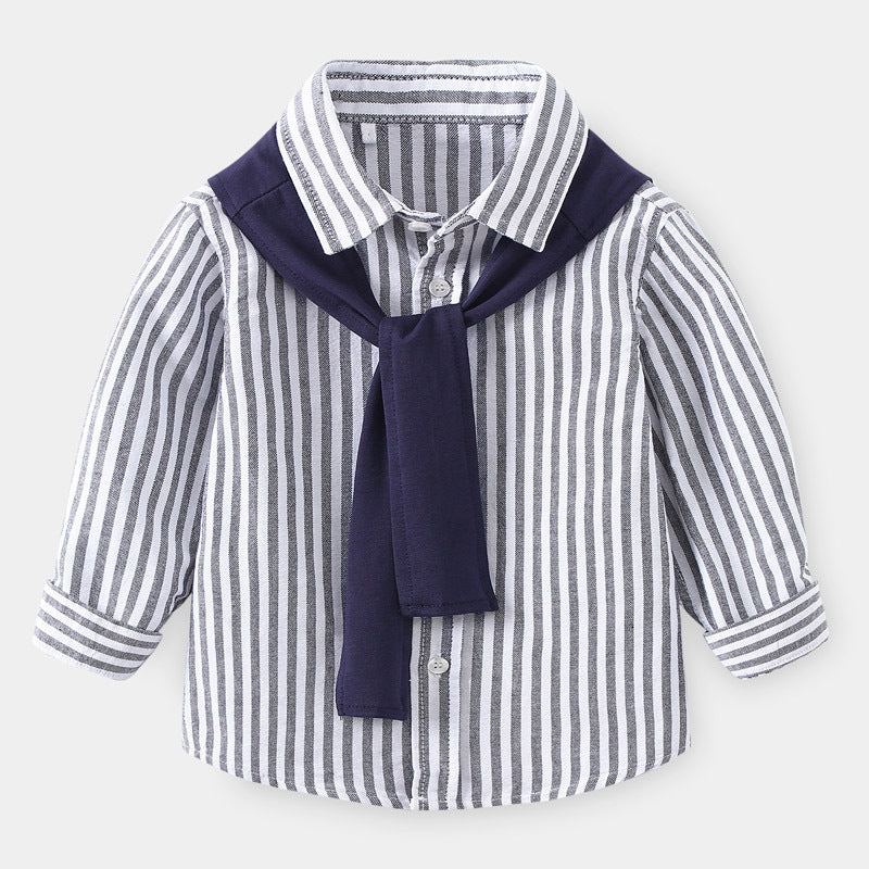 Simple Fashion Casual Long-sleeved Comfortable Western Style Harness Children's Shirt