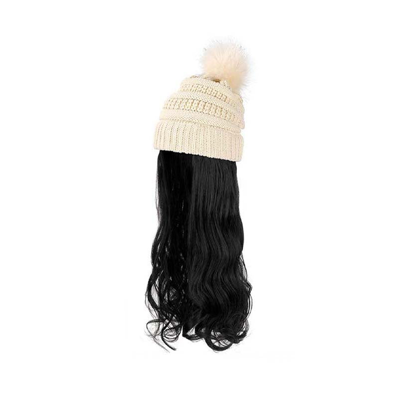 Women's Hair Big Wave Hat Solid Color Wig Long Curls