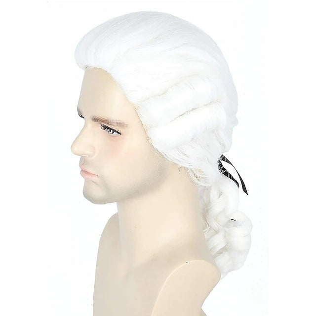 Men's Halloween Festival Christmas Eve Carnival Lawyer Judge Long Cos Wig
