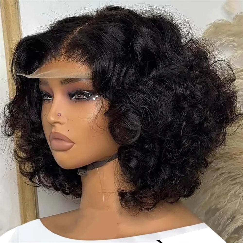 Fashion Classy Graceful Transparent Lace Forehead Wig Short Curly Hair