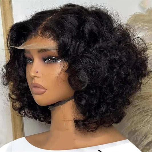 Fashion Classy Graceful Transparent Lace Forehead Wig Short Curly Hair