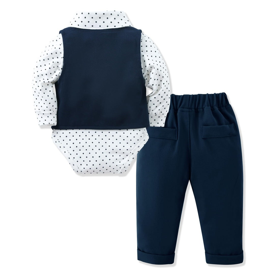 Children's Boy Gentleman Romper Vest Trousers Dress Performance Jumpsuit, Climbing Suit